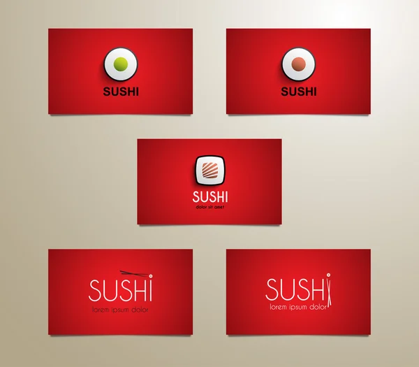 Conjunto de 5 modelo de cartão de visita de sushi moderno —  Vetores de Stock