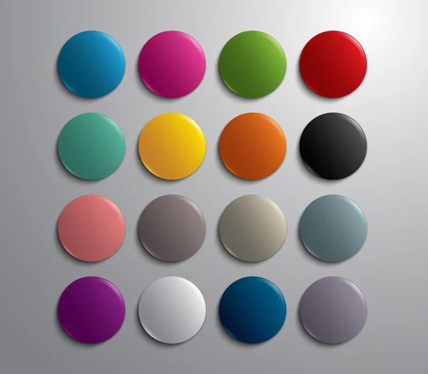 Uppsättning 16 plast färgglada knappar för webbdesign — Stock vektor