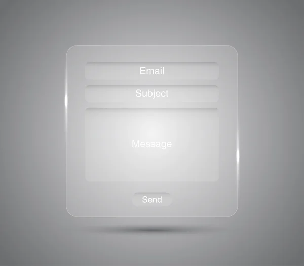 ガラス、光沢のあるメール フォーム ・ インタ フェースのウェブサイトのため — ストックベクタ