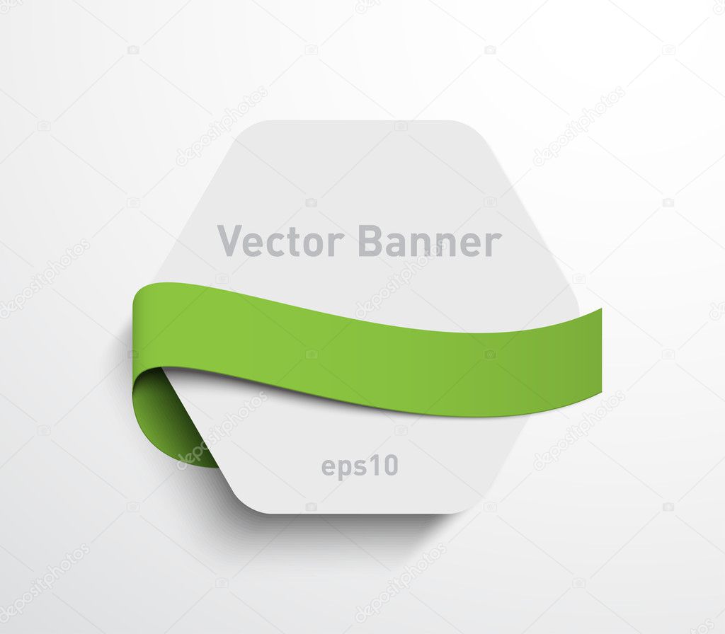 Paper card banner with ribbon for websites or business design