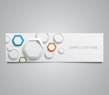 Kağıt afiş kümesi olan plastik altıgenler desen arka plan