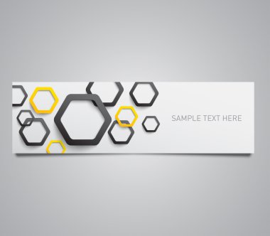 Kağıt afiş kümesi olan plastik altıgenler desen arka plan