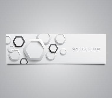 Kağıt afiş kümesi olan plastik altıgenler desen arka plan