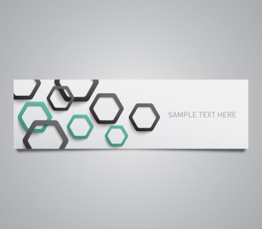 Kağıt afiş kümesi olan plastik altıgenler desen arka plan