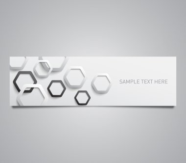 Kağıt afiş kümesi olan plastik altıgenler desen arka plan