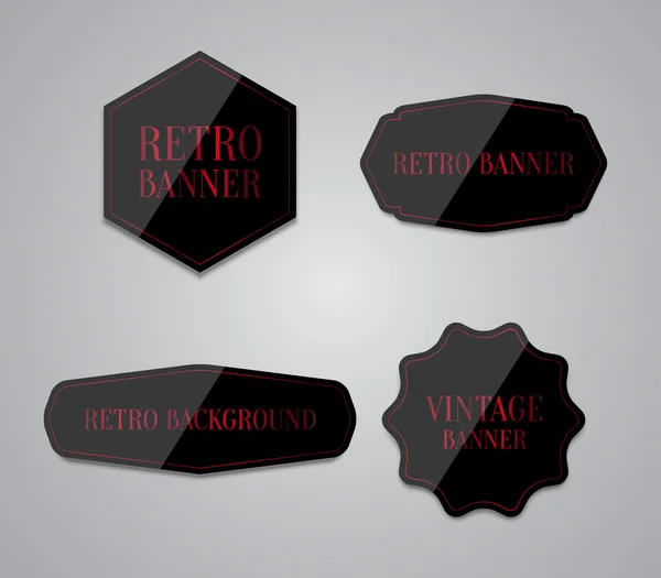 レトロ, ビンテージ スタイルのデザインと黒の光沢のあるラベル — ストックベクタ
