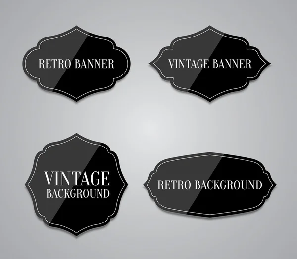 Schwarze Hochglanz-Etiketten mit Retro-Vintage-Design — Stockvektor