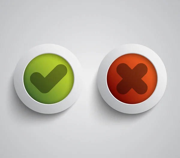Conjunto de botones de plástico ok y cancelar, iconos, brillante y moderno diseño para sitios web — Vector de stock