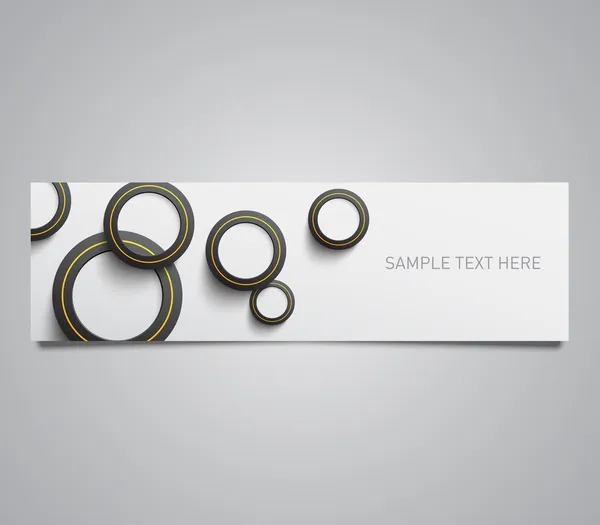 Papier banner met een set van plastic ringen, cirkels patroon achtergrond — Stockvector