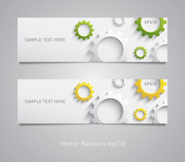 Paper banners with plastic gears
