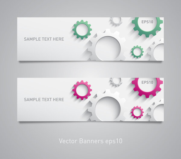 Paper banners with plastic gears