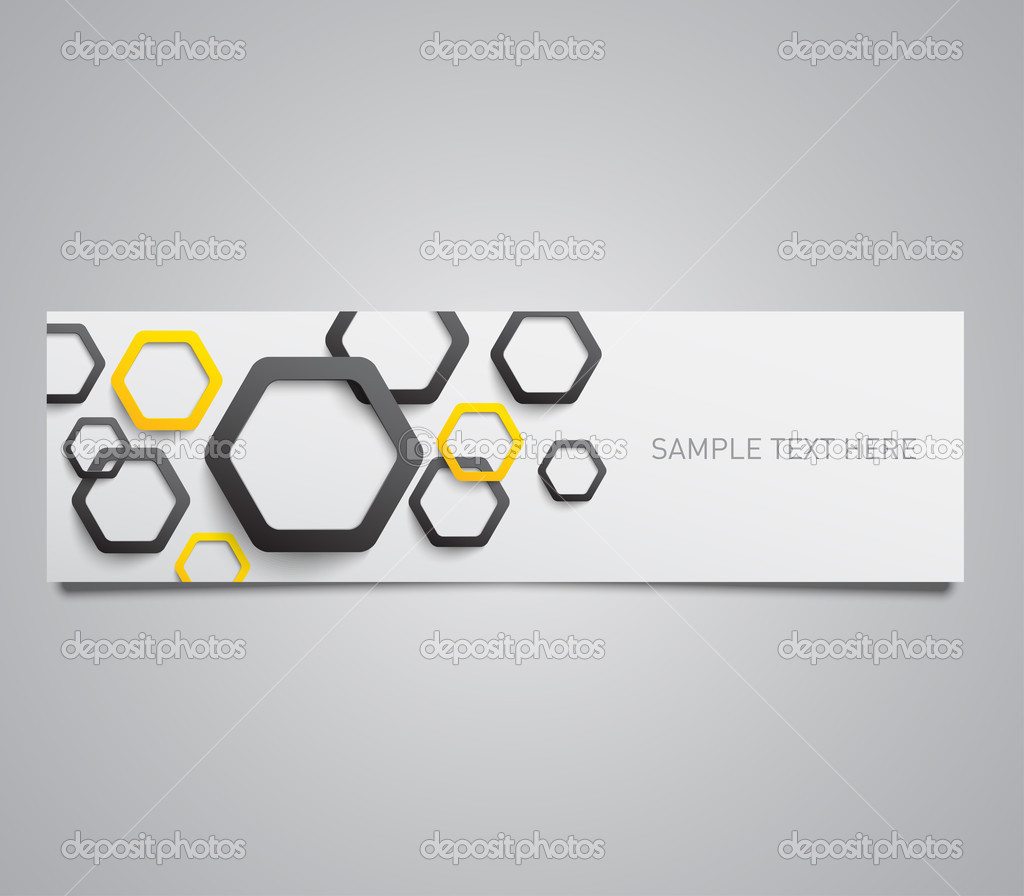 Paper banner with a set of plastic hexagons pattern background