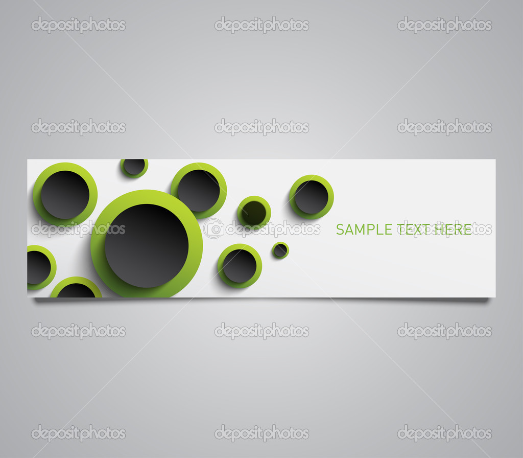 Paper banner with a set of plastic rings, circles pattern background