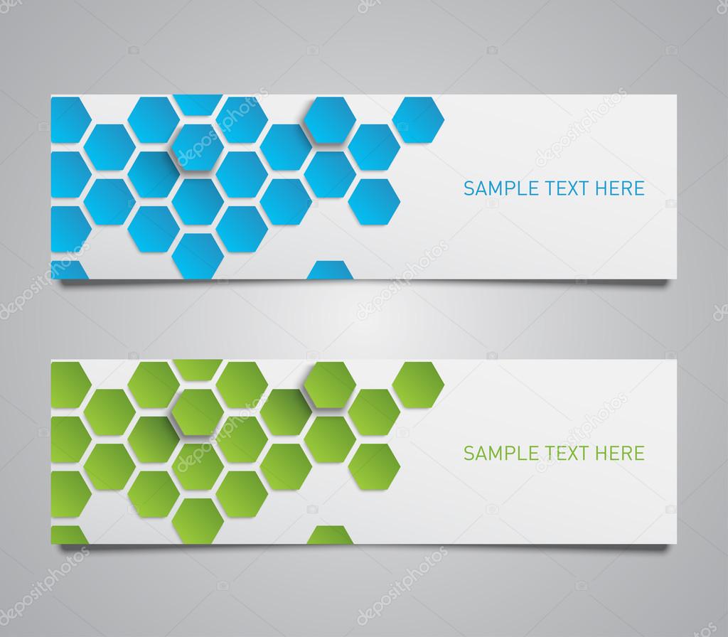 Paper banner with a set of hexagons pattern background