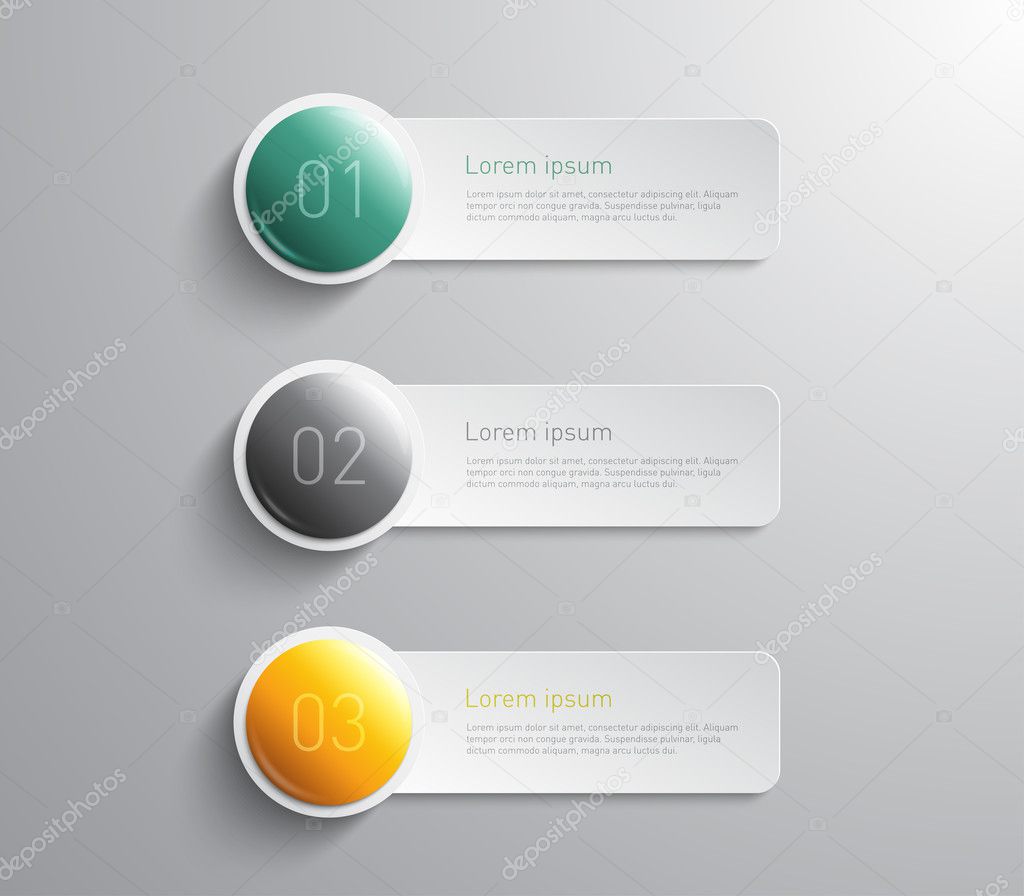 Set of paper banners with shiny plastic button