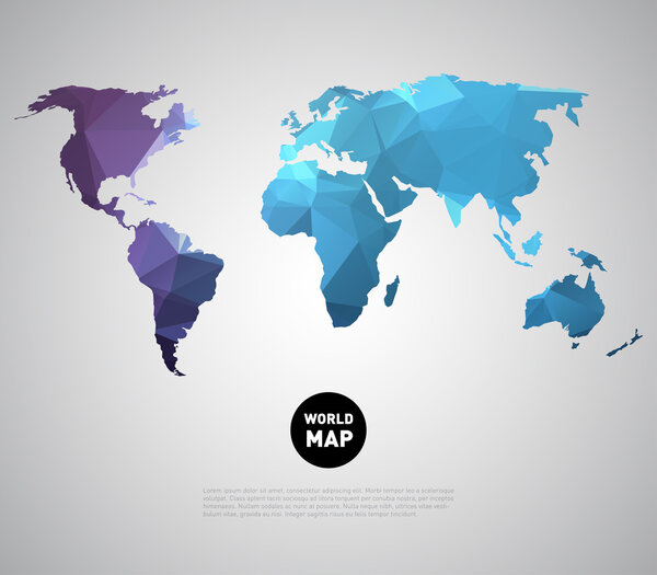World map background with polygonal triangle