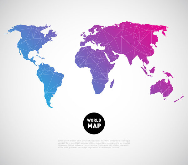 World map background with polygonal triangle