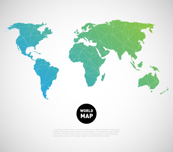 World map background with polygonal triangle