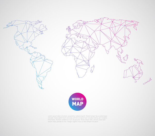 World map background with polygonal triangle