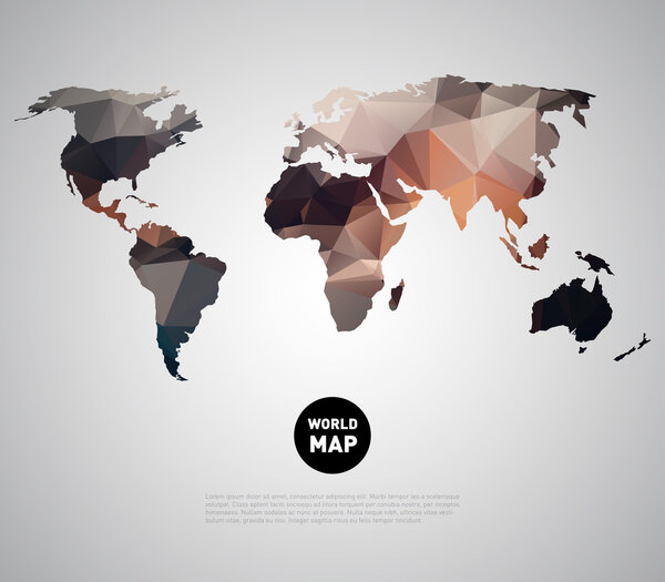 World map background with polygonal triangle