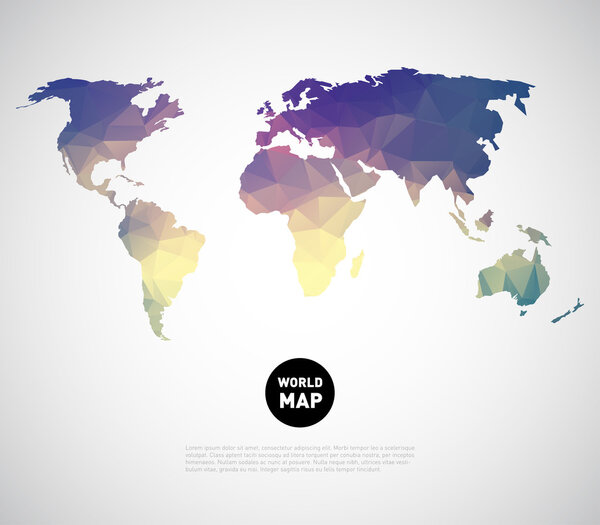 World map background with polygonal triangle style design