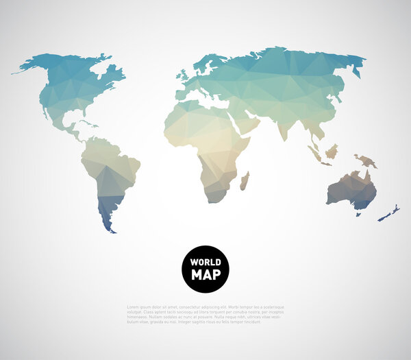 World map background with polygonal triangle style design
