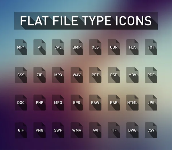 Conjunto de iconos de extensión de tipo de archivo — Archivo Imágenes Vectoriales