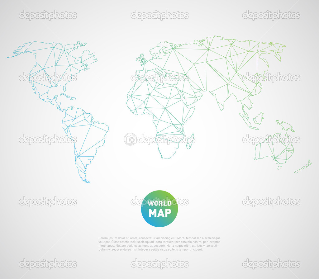 World map background with polygonal triangle