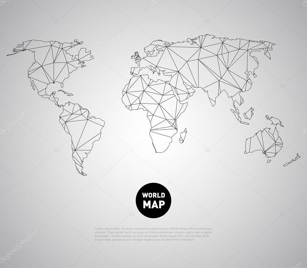 World map background with polygonal triangle