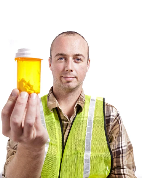 Trabajador y Medicamentos — Foto de Stock