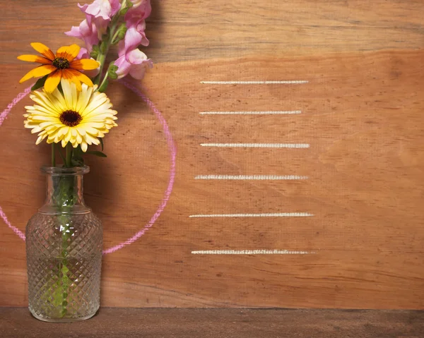 Květina a křídy obrys pozadí — Stock fotografie