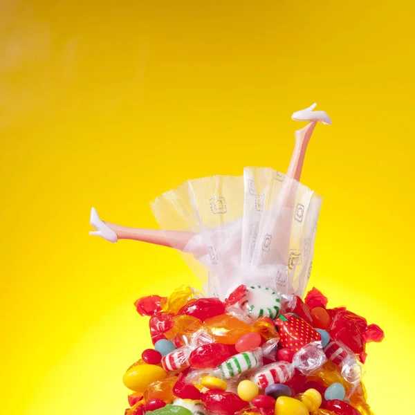 Head Over Heal in Candy and Love — Stock Photo, Image