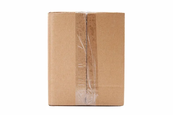 One Single Simple Clear Taped Rectangle Brown Carton Box Parcel Royalty Free Stock Images
