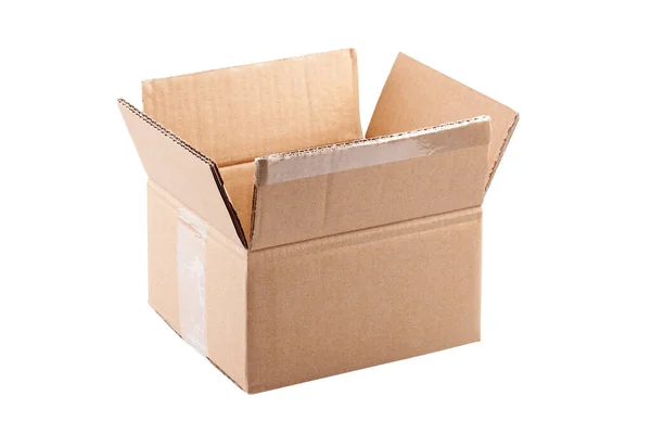 Simple One Single Brown Open Empty Cardboard Mystery Box Carton — Fotografia de Stock