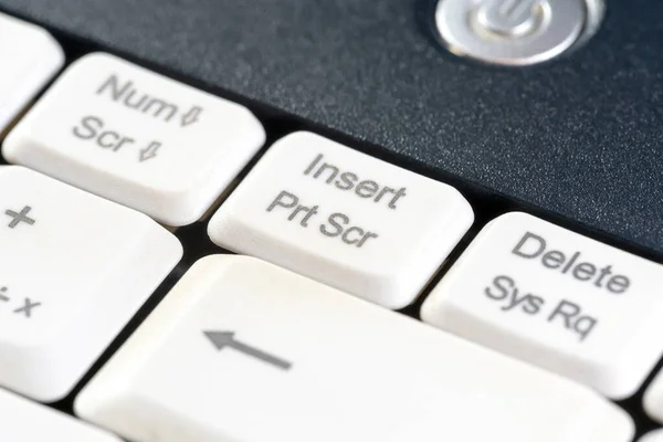 Printschermsleutel Printschermknop Schermopname Sleutel Een Laptop Computer Toetsenbord Object Macro — Stockfoto