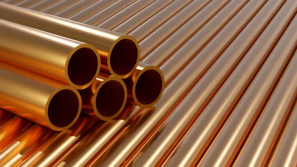 Group Set Simple New High Quality Shiny Copper Tubing Copper — Stock Photo, Image