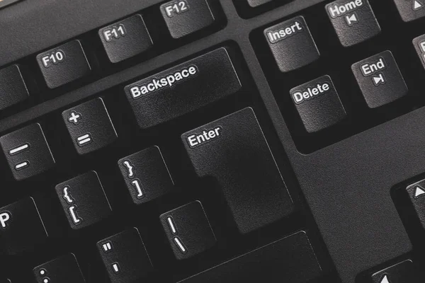 Simple Modern Black Dark Grey Matte Computer Keyboard Keys Detail — Stock Photo, Image