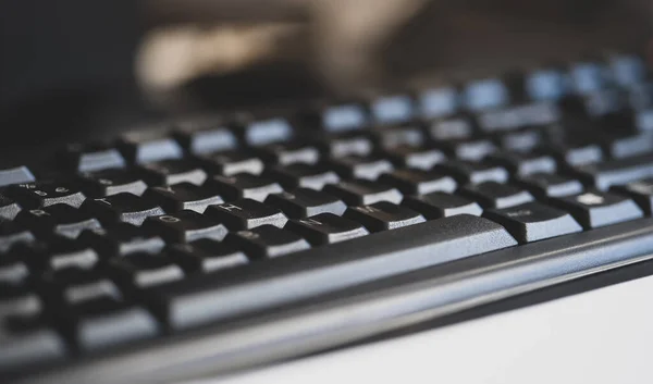 Simple Generic Black Business Office Computer Keyboard Object Detail Shallow — Stock Photo, Image
