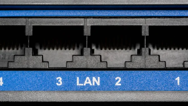 Meerdere Lan Switch Router Ethernet Poorten Internet Aansluiting Sockets Object — Stockfoto