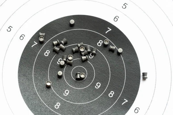Simple Shooting Target Lots Metal Pellets Laying Top Object Closeup — Stock Photo, Image