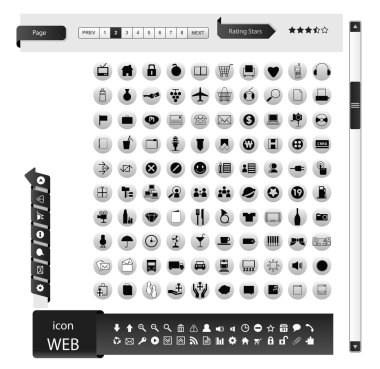 Internet simge siyah beyaz Icon set - illüstrasyon