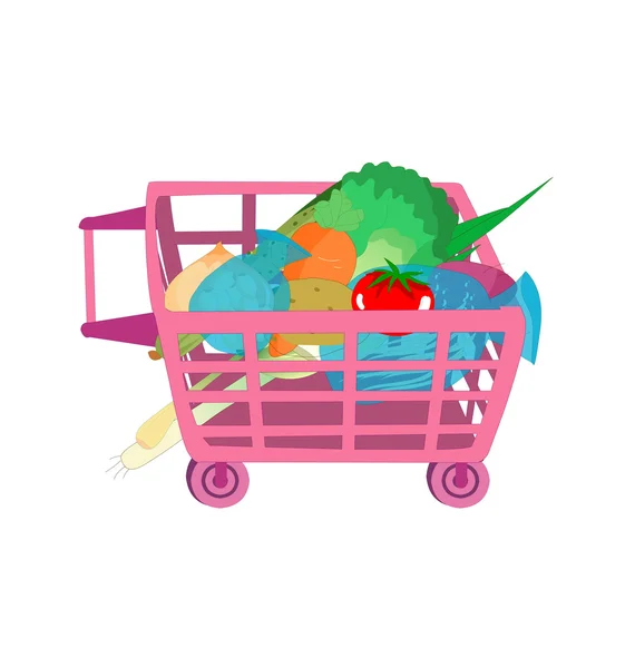 Trolley vegetable — Stock Vector