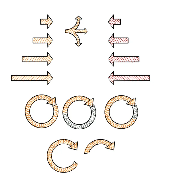 Conjunto de signos gráficos dibujados a mano — Vector de stock