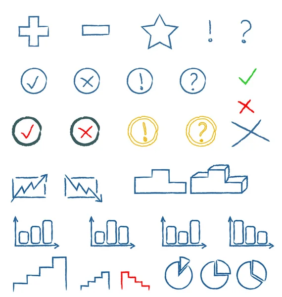 Conjunto de signos gráficos dibujados a mano — Archivo Imágenes Vectoriales