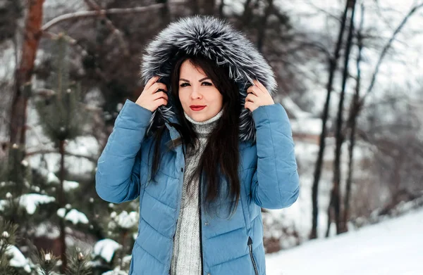 Menina Com Cabelo Escuro Com Pele Raposa Prata Natural Posando — Fotografia de Stock