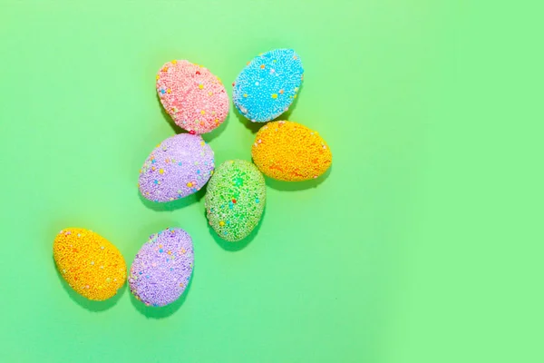 Multi Colored Easter Decorative Eggs Pastel Background — Stock Photo, Image