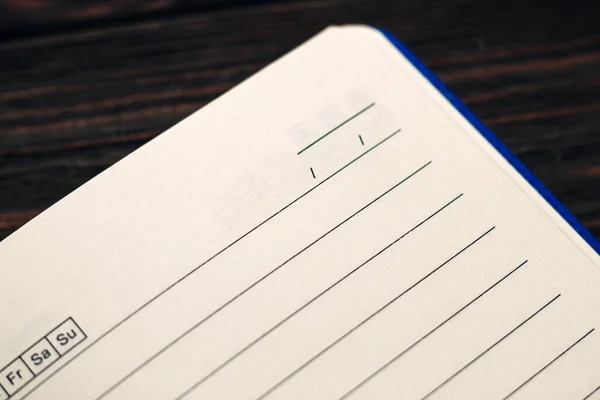 Open Notebook Diary Lines Writing Convenient Time Management Space Text — Fotografia de Stock