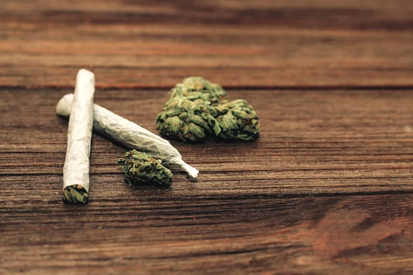 Addiction Concept Marijuana Joint Buds Inflorescences — Stockfoto