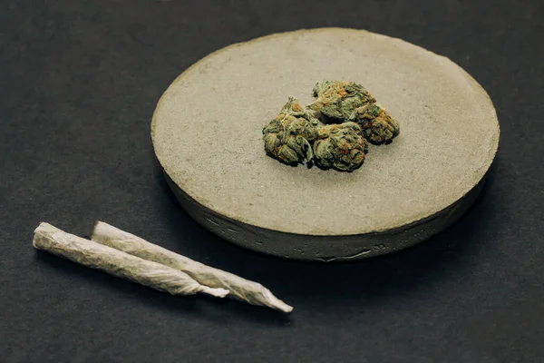 Addiction Concept Marijuana Joint Buds Inflorescences —  Fotos de Stock