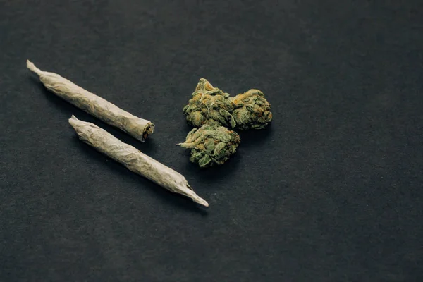 Addiction Concept Marijuana Joint Buds Inflorescences — Stock fotografie